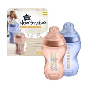 Sticla pentru bebelusi Tommee Tippee Closer to Nature, 340 ml, set 2 bucati, culoare albastru si roz - Img 2