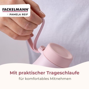 Sticla termica FACKELMANN x Pamela Reif 400 ml, inox si silicon, roz - Img 5