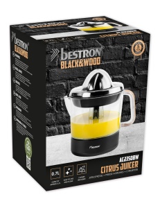 Storcator electric de citrice si portocale Bestron, incl. 2 conuri de presare si capac de aroma, motor cu doua directii de rotatie (stanga/dreapta), capacitate: 0,7 litri, colectie Black & Wood, culoare: negru/lemn - Img 4