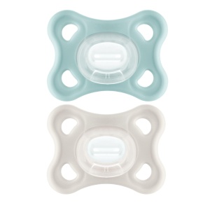 Sucitor pentru bebelusi MAM Comfort, set 2 bucati, silicon SkinSoft, albastruverde - Img 1