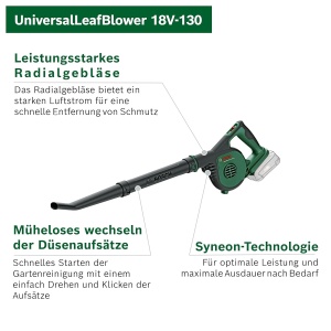 Suflanta cu acumulator Bosch UniversalLeafBlower 18V-130, 130 mh, 1.3 kg - Img 3