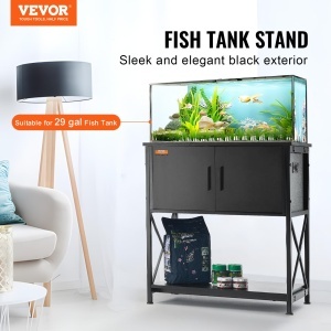 Suport acvariu VEVOR GSSU-FTS019 110 kg Negru cu dulap si prize integrate - Img 2