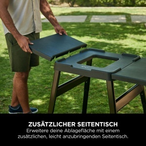 Suport ajustabil Ninja Woodfire cu masa laterala negru pentru gratar si cuptor exterior - Img 4