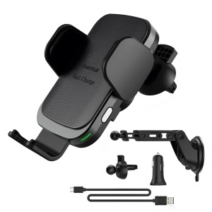 Suport Auto Hama FC10 Motion Incarcator Wireless 10W NegruMetalic