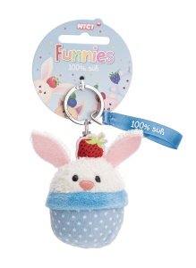 Suport Chei Plusat NICI Hase Cupcake 7cm - Alb, Mesaj 100 dulce - Img 4