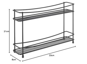 Suport condimente Metaltex Kumino-2 Lava 2 etaje metal negru mat 33x8x21 cm - Img 5