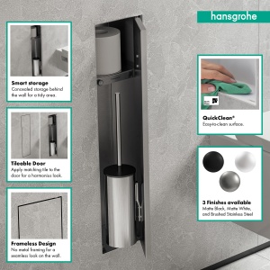 Suport de perete pentru periuta de dinti hansgrohe XtraStoris Rock, inox, cu usa beflisabila - Img 4