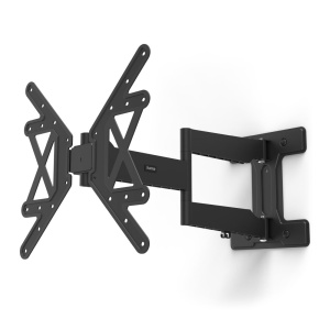 Suport de perete TV Hama pivotant, rabatabil, brat extra lung (suport de perete TV 32-65 inch, VESA 100x100 pana la VESA 400x400, pana la 50 kg, Ultra Slim, suport extensibil, cu dibluri Fischer) negru