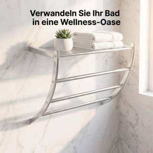 Suport de prosoape de perete Relaxdays, 3 tije, cromat, 43 x 56 x 23 cm - Img 4