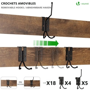 Suport haine VOUNOT cu bancuta, 4 in 1, 185x85x33 cm, 9 carlige detasabile - Img 3