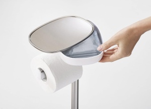 Suport pentru hartie igienica Joseph Joseph Easy Store cu perie WC flexibila, inox - Img 4