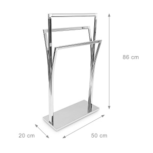 Suport pentru prosoape Relaxdays, inox, 3 stange, 86x50x20 cm - Img 3