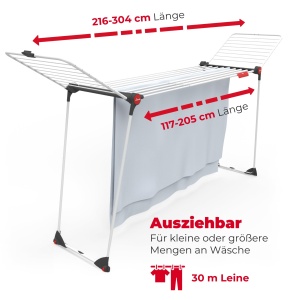 Suport pentru rufe Vileda Infinity Flex Plus, extensibil, 30m, pentru haine lungi - Img 4