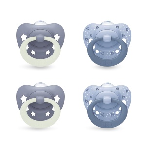 Suport pentru suzete NUK First Choice Classic, 0-6 luni, ortodontic, albastru, 4 bucati
