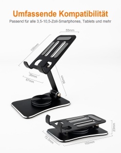 Suport pentru telefon GRIFEMA GB1055, Aluminiu, 360 rotire, Faltabil - Img 8