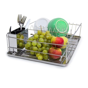 Suport pentru Uscat Vase Relaxdays XL cu Cos pentru Tacamuri, 33x48x12 cm, Argintiu - Img 3