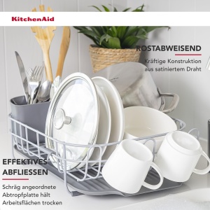 Suport pentru vase KitchenAid Compact, inox, capacitate 9 farfurii, 5 cesti - Img 4