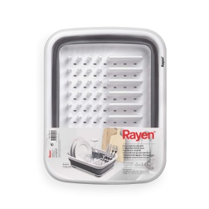 Suport pentru vase pliabil Rayen, 37,7x29,3 cm, gri-alb, cu abtropire eficienta