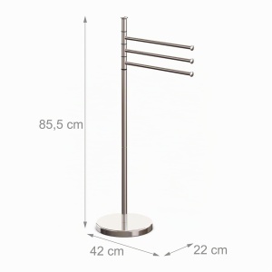 Suport prosoape Relaxdays, 3 stangi mobile, inox, 85,5 x 42 x 22 cm - Img 4