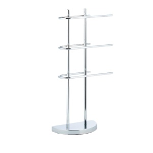 Suport prosoape Relaxdays, trei brate, metalic, cromat, 83x40x18 cm - Img 8