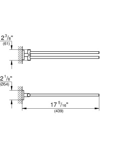 Suport prosop dublu GROHE Start 41183000 crom 44 cm montare cu suruburi - Img 5