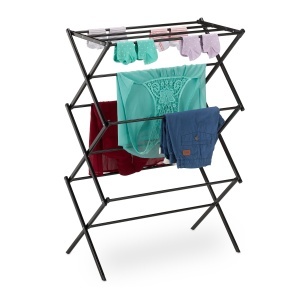 Suport rufe Relaxdays, 11 tije, 6 niveluri, metal, negru, 105x73x37 cm