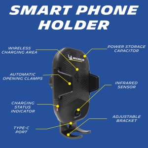 Suport Smartphone MICHELIN cu incarcare wireless, 15W, 360 rotatie - Img 2
