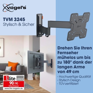 Suport TV de perete Vogels Comfort TVM 3245, 19-43 inch, 180 rotire, negru - Img 2