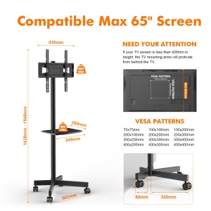 Suport TV mobil GRIFEMA GB3001 pentru televizoare de pana la 65 inch, 40 kg - Img 2