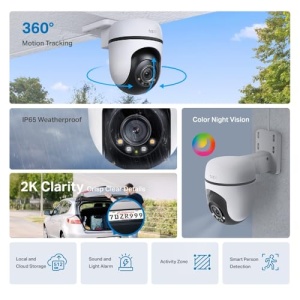 Supraveghere cu camera de exterior TP-Link Tapo C510W, Camera IP Wi-Fi, Pan/Tilt 360deg, Rezolutie 2K, Viziune nocturna color, IP65 rezistent la apa, Urmarire inteligenta a miscarii, Audio bidirectional - Img 3