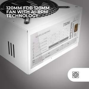 Sursa de alimentare PC Mars Gaming MPB750, 750W, 80Plus Bronze, Alb - Img 4