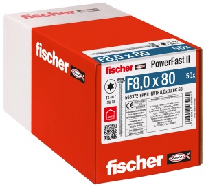 Surub cu cap hexagonal fischer PowerFast II HWTF 8,0 x 80 mm, 50 bucati