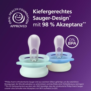 Suzeta Philips Avent Ultra Start Nighttime SCF07517 Set 2 Buc Silicon BPA-Free Luminoasa in Intuneric - Img 3