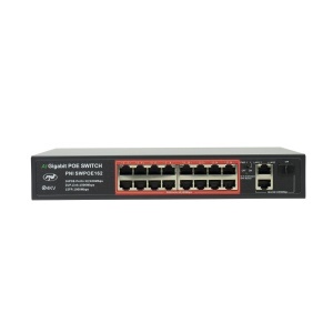 Switch PNI SWPOE162, 16 Porturi PoE 100 Mbps, 2 Porturi Uplink 1000 Mbps, 240W