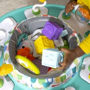 Tampoane de joaca Bright Starts Bounce Bounce Baby 2 in 1, verde, cu 7 jucarii interactive - Img 5