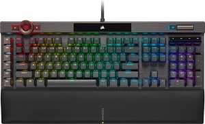 Tastatura de gaming optico-mecanica cu fir CORSAIR K100 RGB - Comutator liniar OPX - Taste PBT Double-Shot - Compatibil Elgato Stream Deck si iCUE - PC, Mac, Xbox - QWERTZ Romania - Negru