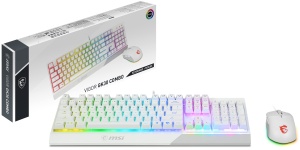 Tastatura Gaming MSI Vigor GK30 Combo IT cu Maus Clutch GM11, Alb, RGB
