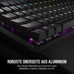 Tastatura mecanica pentru jocuri Corsair K70 CORE RGB cu suport pentru incheietura mainii - Comutatoare liniare rosii MLX prelubrifiate - Atenuare a sunetului - Compatibil iCUE - Aspect QWERTZ DE - Negru - Img 5