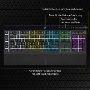 Tastatura Membrana Corsair K55 RGB PRO, Negru, 6 Macro-Taste, IP42 - Img 8