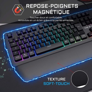 Tastatura pentru jocuri G-Lab Keyz Palladium, AZERTY, Cu fir, USB, Iluminare de fundal RGB LED, Multicolor, Suport magnetic pentru incheietura mainii, 26 de taste, Anti-Ghosting, Durabil - PC PS4 Xbox One - Img 4
