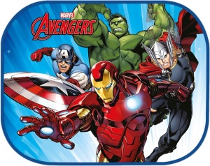 TataWay - Copertina laterala Marvel Avengers | Perdele auto cu protectie UV 44 x 35 cm | Supereroii Iron Man, Thor, Hulk, Captain America | Accesoriu cu ventuza, poliester