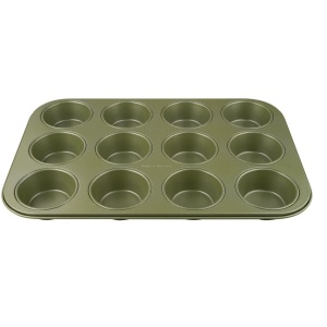 Tava de briose Zenker pentru 12 bucati - Tava de copt de inalta calitate si stabila in verde pentru briose si briose - Tava de 12 briose cu acoperire antiaderenta vegana - Img 4