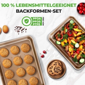 Tava de copt NutriChef 2 piese Antiaderenta 40x28 cm si 35.5x24.6 cm, inox PFOA-free - Img 5