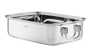 Tava de copt ROSLE din inox, 37 x 27 cm, capacitate 8 litri, cu manere pliabile