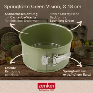 Tava de copt Zenker Springform 18 cm, antiaderenta, verde, inalta - Img 4