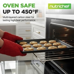 Tava pentru copt NutriChef, set 3 piese, antiaderente, rezistente la 450F - Img 2