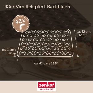 Tava pentru Kipferl Zenker, 42 forme, antiaderenta, 42 x 32 cm - Img 4