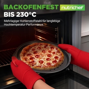 Tava pentru pizza NutriChef Pizzablech, 32cm, antiaderenta, neagra - Img 3