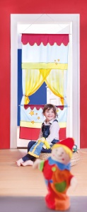 Teatru de papusi pentru usa Roba, 175x78 cm, cu perdele si bara de lemn - Img 3