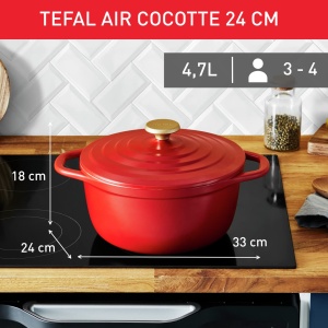 Tefal Air E2554604 Oala din aluminiu turnat 24 cm antiaderenta cu capac gri - Img 2